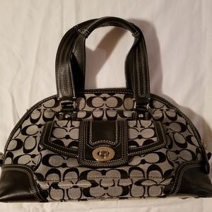Coach HAMPTONS Black & Gray Signature Zip Satchel